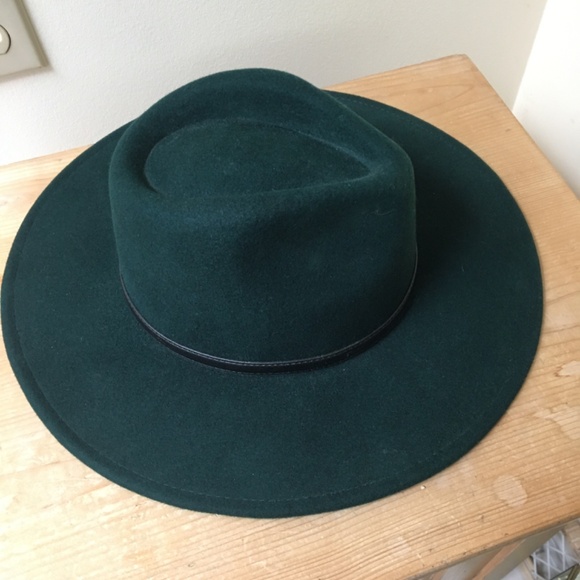 Olive and Pique Dark Green 100% Wool Felt Fedora Wide Brim - Picture 3 of 5